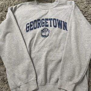 Champion Gray Crewneck Sweater with Navy Print